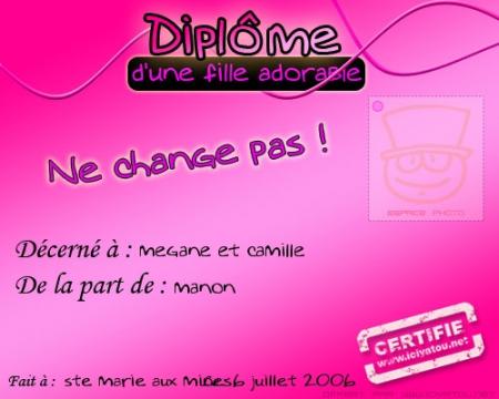 diplome pour megane et camille