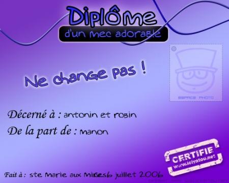 diplome pour antonin et robin