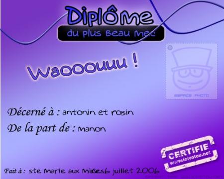 diplome pour antonin et robin